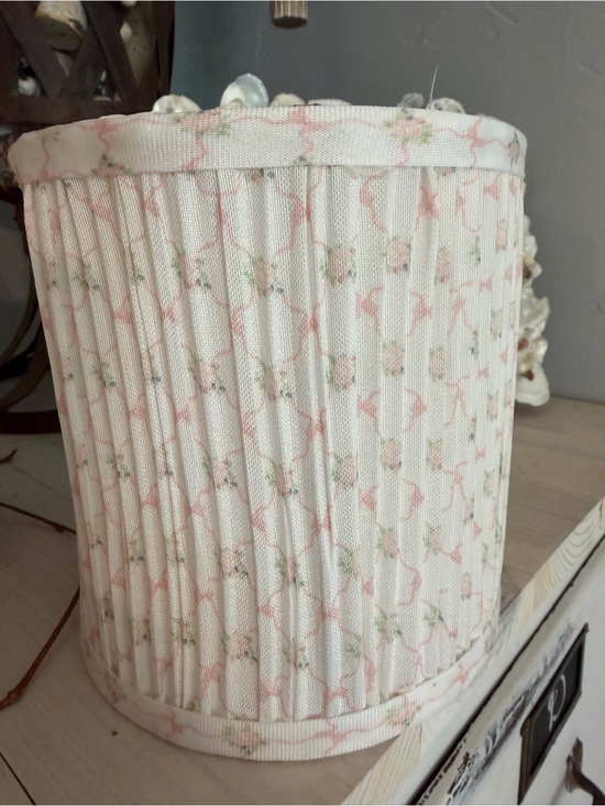 Other - Floral Pink and Cream Fabric Accent Lamp Shade Shabby Chic Cottage Core
